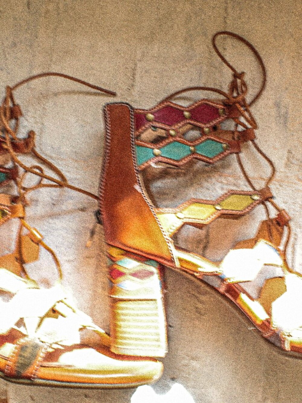 New L’Artiste by Spring Step Multicolor Leather Caged Heel Sandals - Picture 6 of 6